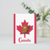 Canadese bever cartoon reisposter briefkaart (Staand voorkant)