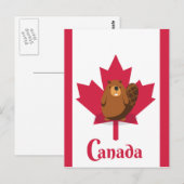 Canadese bever cartoon reisposter briefkaart (Voorkant / Achterkant)