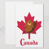 Canadese bever cartoon reisposter briefpapier (Voorkant / Achterkant)
