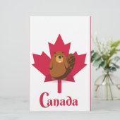 Canadese bever cartoon reisposter briefpapier (Staand voorkant)