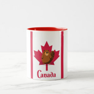 Canadese bever cartoon reisposter tweekleurige koffiemok