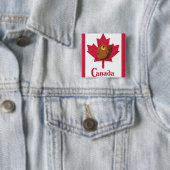 Canadese bever cartoon reisposter vierkante button 5,1 cm (In situ)