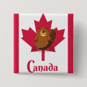 Canadese bever cartoon reisposter vierkante button 5,1 cm (Voorkant)