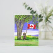 Canadese bever en vlag briefkaart (Staand voorkant)