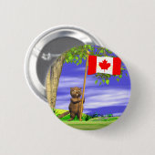 Canadese bever en vlag ronde button 5,7 cm (Voorkant /achterkant)