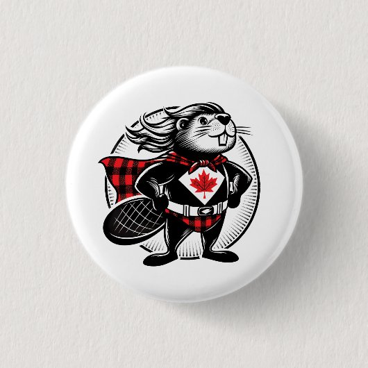 Canadese Bever Houthakker Buffalo Plaid Ronde Button 3,2 Cm (Voorkant)