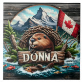 Canadese bever in de buurt van Lake with Rocky Mou Tegeltje (Voorkant)