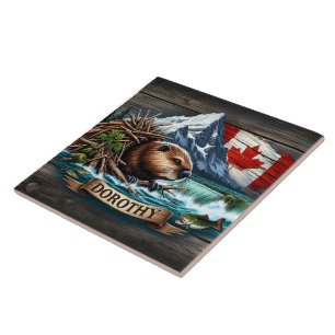 Canadese bever in de buurt van waterval in Kimberl Tegeltje