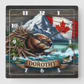 Canadese bever in de buurt van waterval in Kimberl Vierkante Klok (Voorkant)