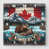 Canadese bever in de buurt van waterval in Kimberl Vierkante Klok (Voorkant)