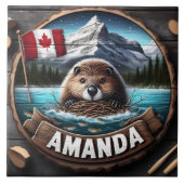 Canadese bever met nestmateriaal bij Lake Tegeltje (Voorkant)