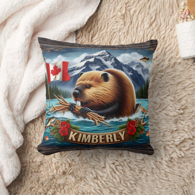 Canadese bever met vlag in de buurt van Kimberly Kussen (Deken)