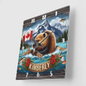 Canadese bever met vlag in de buurt van Kimberly Vierkante Klok (Hoek)