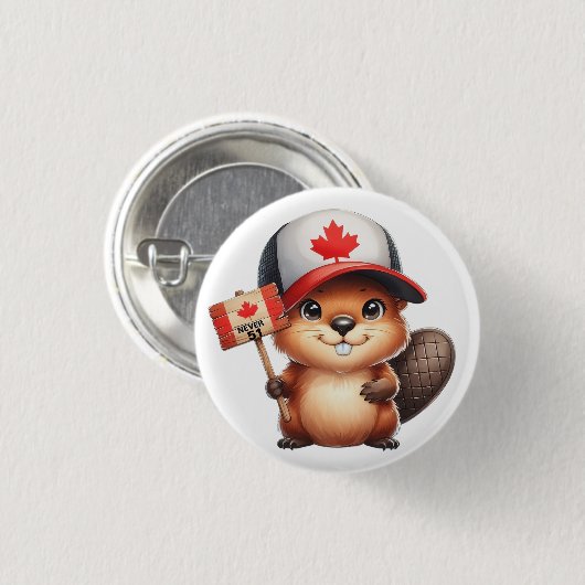 Canadese bever nooit 51 ronde button 3,2 cm (Voorkant /achterkant)
