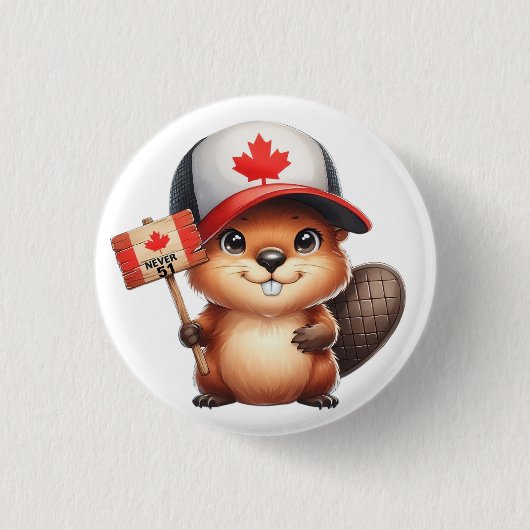 Canadese bever nooit 51 ronde button 3,2 cm (Voorkant)