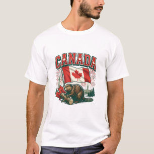 Canadese Bever Patriottische Vlag Viering T-shirt