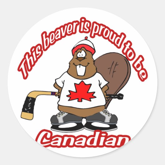 Canadese bever ronde sticker (Voorkant)