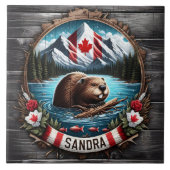 Canadese Bever Zwemmen in Clear Mountain Lake Tegeltje (Voorkant)