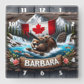 Canadese bever zwemmen in de buurt van Mountain St Vierkante Klok (Voorkant)