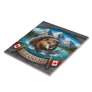 Canadese Bever Zwemmen in Mountain Lake Tegeltje