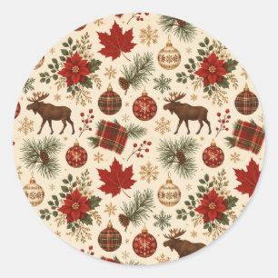 Canadese Bosbodem Botanische Kerststickers Ronde Sticker