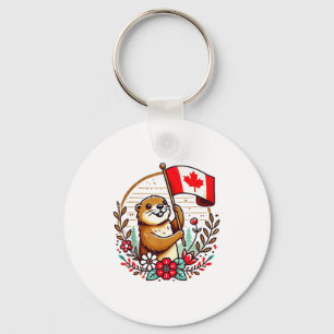 Canadese Bosmarmot Vlag Grappige Zomer Canada Dag Sleutelhanger