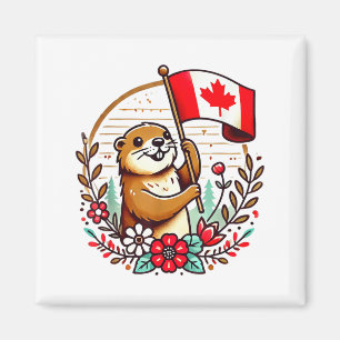 Canadese Bosmarmot Vlag Grappige Zomer Canadese Da Magneet
