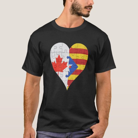 Canadese Catalaanse Vlag Hart T-shirt (Voorkant)