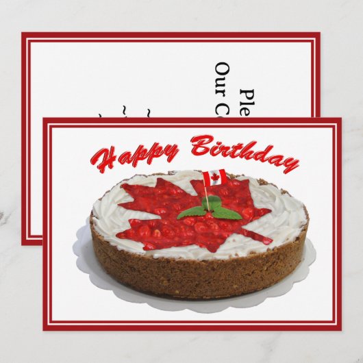 Canadese Cherry Maple Leaf Cake Kaart (Voorkant / Achterkant)