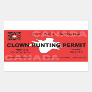 Canadese Clown Jacht Vergunning (4x) Rechthoekige Sticker