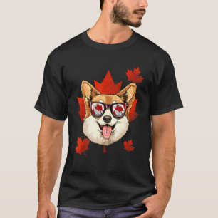 Canadese Corgi Hond Esdoornblad Patriottisch Canad T-shirt