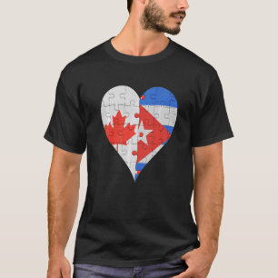 Canadese Cubaanse vlag Heart T-shirt