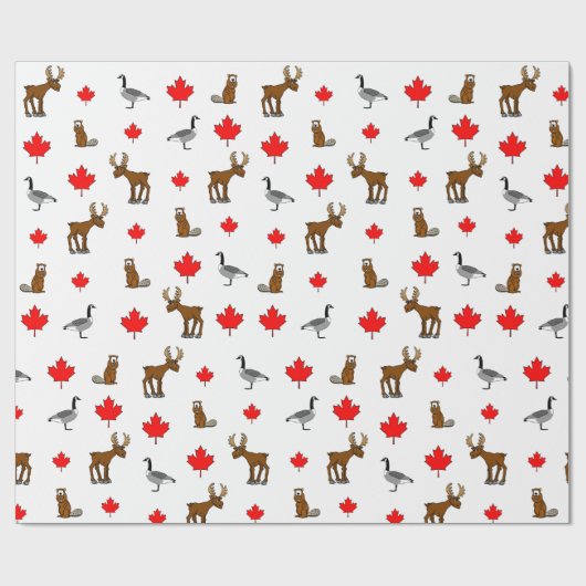 Canadese dieren en tapijtschelpen cadeaupapier (Vlak)