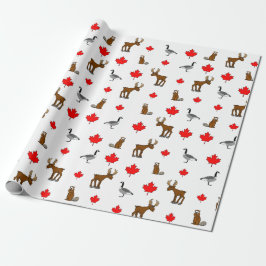 Canadese dieren en tapijtschelpen cadeaupapier