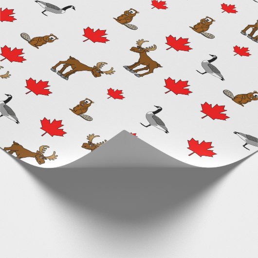Canadese dieren en tapijtschelpen cadeaupapier (Hoek)