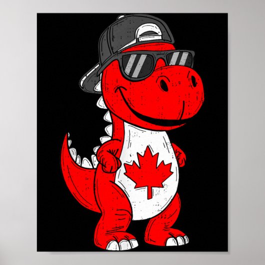 Canadese Dinosaurus Trex Esdoornblad Canada Jongen Poster (Voorkant)