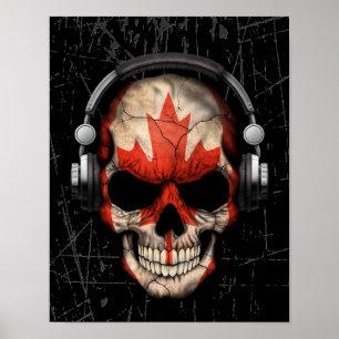 Canadese Dj Skull met hoofdtelefoon Poster