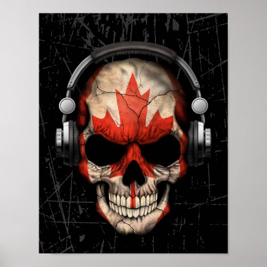 Canadese Dj Skull met hoofdtelefoon Poster (Voorkant)