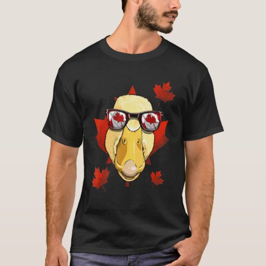 Canadese Duck Maple Tree Leaf Canada Flag Animal D T-shirt (Voorkant)