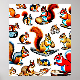 Canadese Eekhoorns en Chipmunks Design Poster