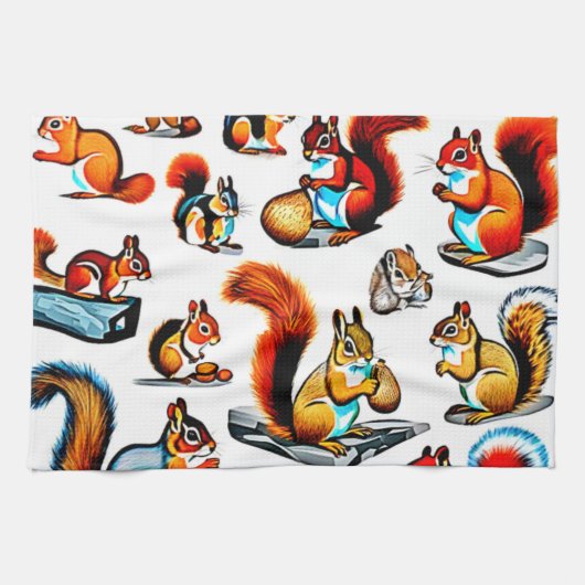 Canadese Eekhoorns en Chipmunks Design Theedoek (Horizontaal)