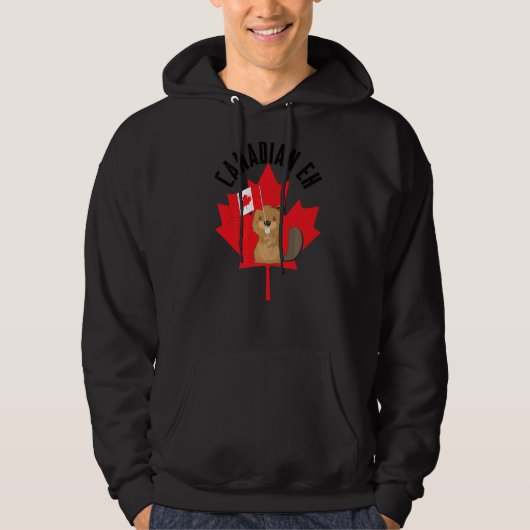 Canadese Eh Beaver Maple Leaf Vlag Happy Canada Da Hoodie (Voorkant)