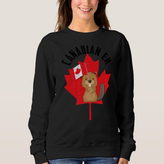 Canadese Eh Beaver Maple Leaf Vlag Happy Canada Da Trui (Voorkant)