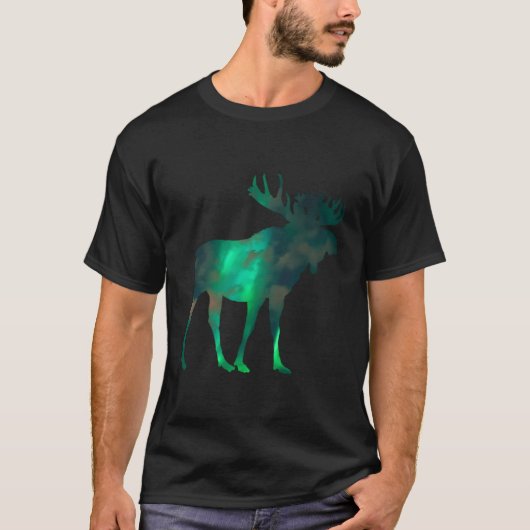 canadese eland met noorderlicht sky wolken Natuur T-shirt (Voorkant)