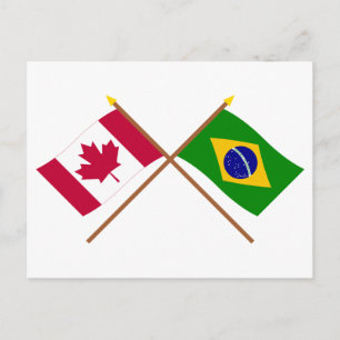 Canadese en Braziliaanse gekruiste vlaggen Briefkaart