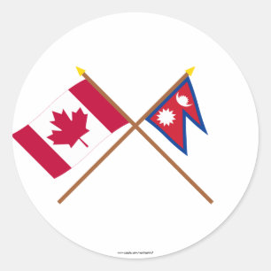 Canadese en Nepal gekruiste vlaggen Ronde Sticker