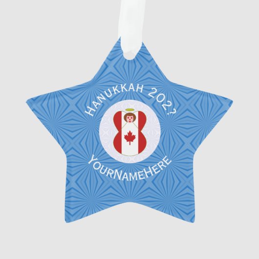 Canadese engel Chanoeka vlag gepersonaliseerd Ornament (achterkant)