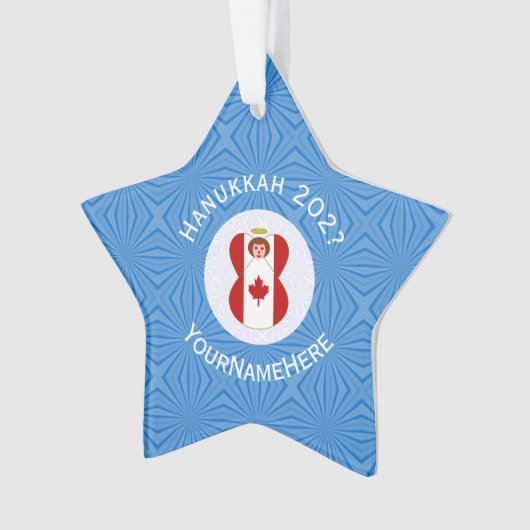 Canadese engel Chanoeka vlag gepersonaliseerd Ornament (voorkant)