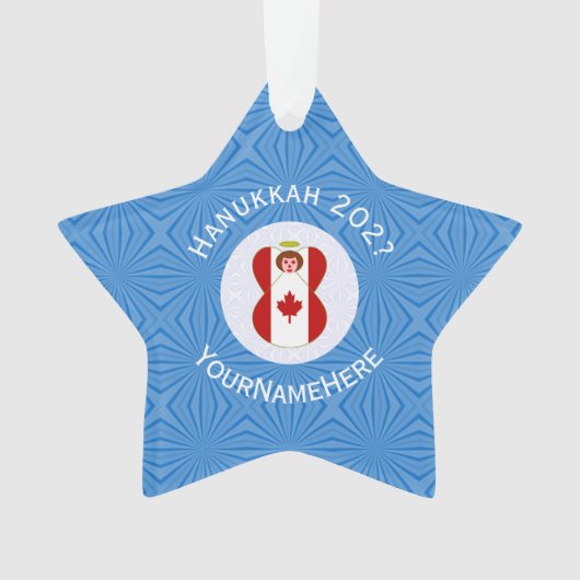 Canadese engel Chanoeka vlag gepersonaliseerd Ornament (voorkant)