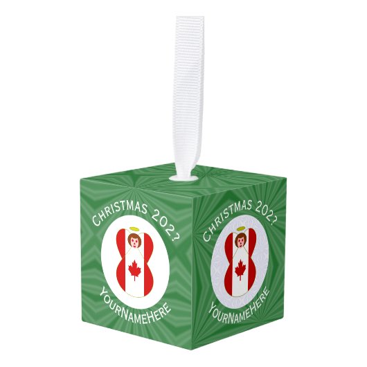 Canadese engel kerstvlag gepersonaliseerd decoratie (Voorkant hoekig)